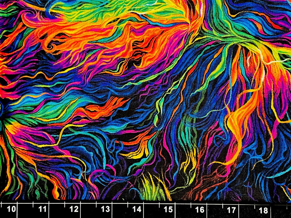 Tina Scrap Colorful Rainbow Horse Hair Mane Painted FABRIC 9″x21″ 100% COTTON