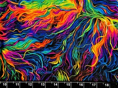 Tina Scrap Colorful Rainbow Horse Hair Mane Painted FABRIC 9″x21″ 100% COTTON