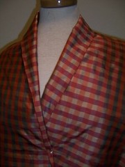 3.25YD IRI CHECKED DESIGN THAI SILK ANTIQUE GOLD RED FABRIC DRESS/HOME #BP14