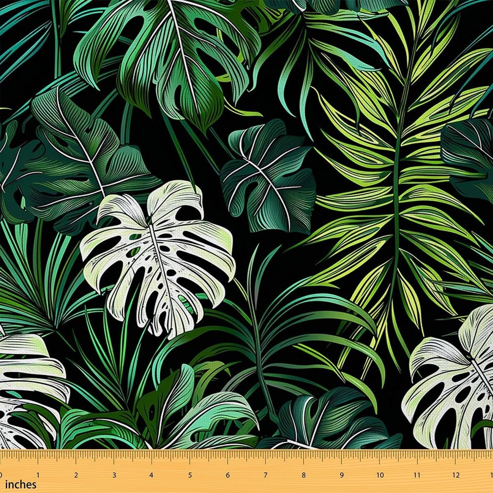 Palm Leaf Decorative Fabric by the Yard Green Leaves Tropical Plants Indoor Outd