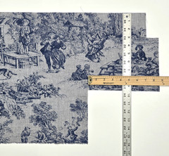 VTG 1986 Blue Grey Toile Drapery Fabric House Party House N Home Remnant 16Lx43W