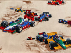 RARE! – VIP Cranston Print Works Race Car Fabric – 1 Yard 44″ x 36″ Cotton