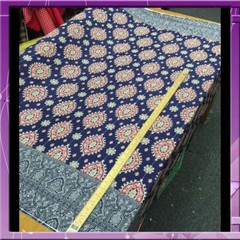 100% Japanese Rayon challis two border Navy blue and fuchsia pink design by Yrd