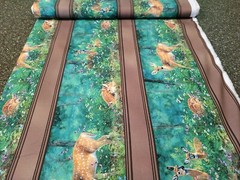 Endeering BTY P&B Textile Deer Doe Fawn Flowers Woods Stripe Teal Green Brown