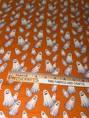 MDG Halloween Mischievous Ghosts Orange 100% light weight COTTON FABRIC by yard