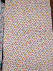 Lot of Fabric, floral and triangle, white, multicolor pattern, 1lb 12oz