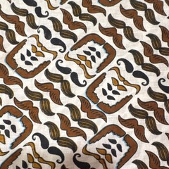1970s Retro Mustache patterned bandana, Brown White Black Print 11″ x 21″