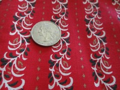 BTY~ Vintage red gold stripe Cotton Fabric ~ Quilting. NOS 1989