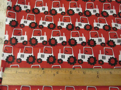 Vintage 1 yards x 44″ Quilt Fabric VIP Cranston Prints Red With White Tractors