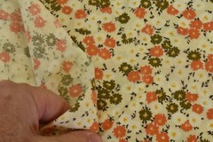 By 1/2 Yd, 35″ Wide, Vintage 1940’s-60’s, Orange &Olive Calico on Cream, B1690