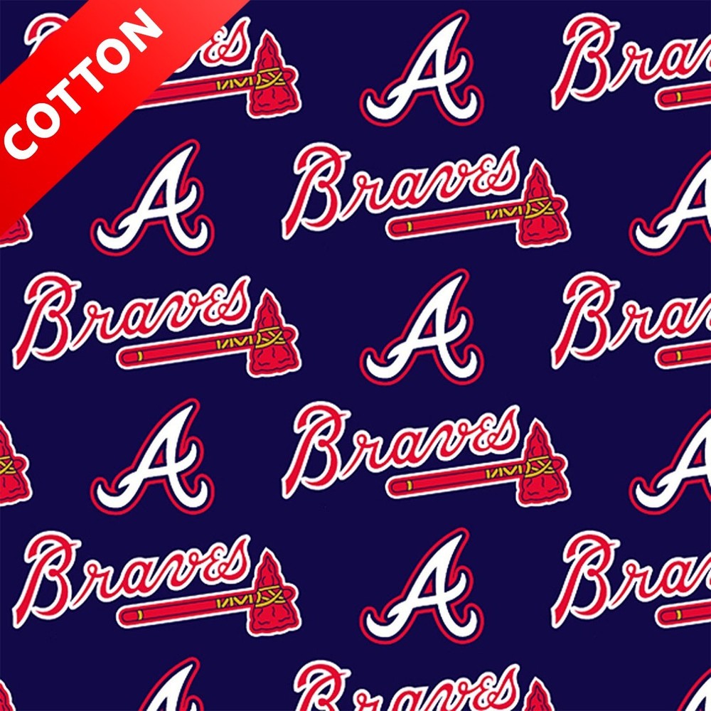 Atlanta Braves MLB Cotton Fabric – 58″ Wide – Sold by The Yard & Bolt