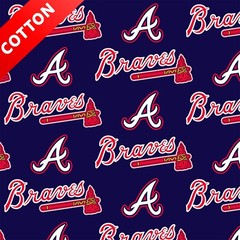 Atlanta Braves MLB Cotton Fabric – 58″ Wide – Sold by The Yard & Bolt