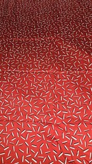 Red Cotton Fabric With Scattered White & Black Rectangles Allover 4 Yards X 43″