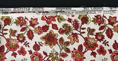 Waverly Floral Fabric Cotton Ivory Brick Red Green Black Heavy 54.5″ x 48″