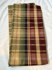 28″x59″ Tartan Plaid Upholstery Reversible tan green plum rust/black tan brown