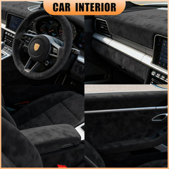 Black Suede Fabric Wrap for Car Interior, 17In X 70In Self Adhesive Microfiber