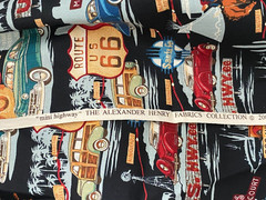 Alexander Henry ROUTE 66 Mini Highway TRAVEL Black Cotton Fabric 1/2 yard