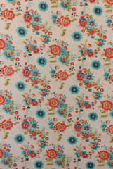 New MDG Quilting Fabric Orange Aqua Vintage Floral 100% Premium Cotton PER YARD