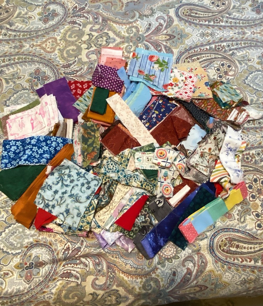 Quilt Scrap Lot 3 lb mixed 2″ + strips cotton calico prints strips floral fun
