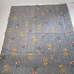 Vtg Cranston Print Works Teddy Bears Cherries Navy Polka Dot Fabric 58×73 2 Yds