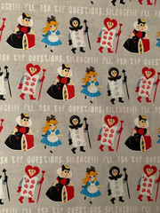 Alice in Wonderland Scrap 9″x 21” Cotton Fabric Fat eighth Queen Cards Heart