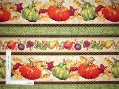 Autumn Fruit Apple Pumpkin Stripe Cotton Fabric Wilmington Thankful Harvest Yard
