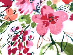 Floral Pattern Outdoor Fabric Garden Blooms Pink Red Orange Green 2 yard LOT