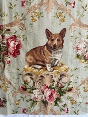 Lee Jofa Putting On The Dog Fabric 55”w x 35″ H Linen Spaniel Yorkie Dogs (5p)