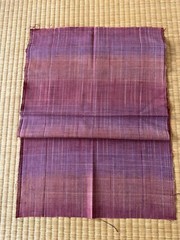 Japanese Vintage Indigo Kasuri Tsumugi Kimono Fabric Silk Pink Check pattern