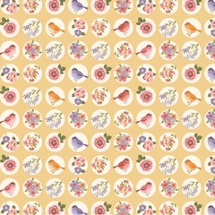 Nature Sings Tweeting Yellow Birds 24110 Fabric Poppie Cotton by the Half Yard