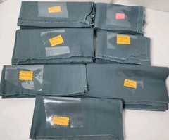 7x Chambray Green Lightweight Cotton Sewing Craft Fabric Large Pieces Vintage