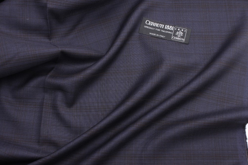 Lanificio F. Cerruti 130’s prestige wool suiting fabric classic blue/brown check