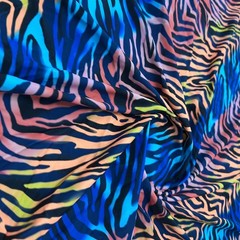 Animal Print Zebra Neon Blue 4-Way Stretch Fabric Swimsuit Spandex By The Yard