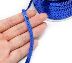 Royal Blue 6Mm Crafts round Flat Sequin Strip Trim on Strings for Crafts, Fringe