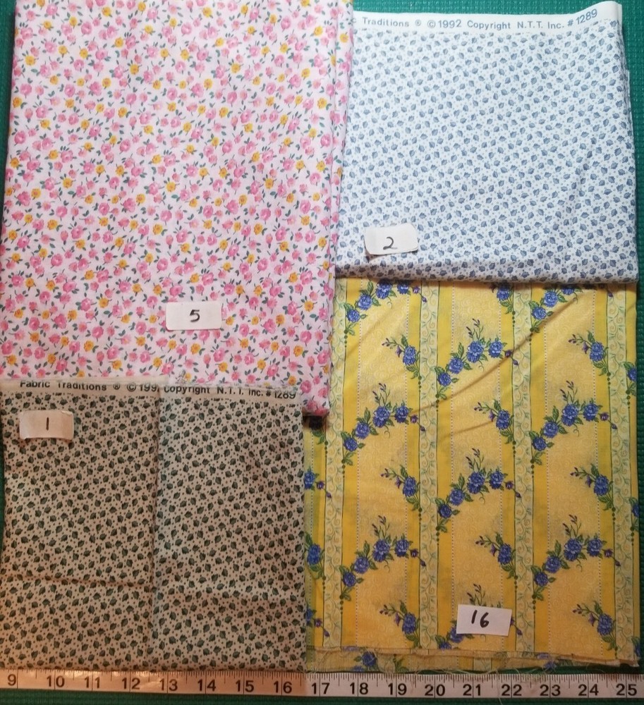 YOUR CHOICE vintage calico pink blue yellow cotton quilting Craft Fabric