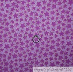 BonEful Fabric FQ Cotton Quilt Purple Star Gold Metallic Tone Tonal US Baby Girl