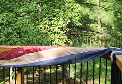 NEW 2 Tea Stained Patriotic Fabric Panels 19.5 FT -Railing, Arch, Parade, Events