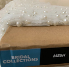 NEW Fabric Whole 6 Yard Cut 50 Inch Multi Pearl on Mesh Bridal Prom