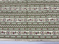 Vtg Marcus Brothers Textiles Inc Fabric Green Striped Red Floral 1yd X 44in