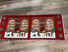 Cranston Print Works Co Christmas TOY SHOP Vintage Fabric Panel 42 x 17” RARE