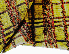 WOOL BLEND SAFRON YELLOW LUXURY CHUNKY BOUCLE BOLD CHECK MADE IN ITALY B149