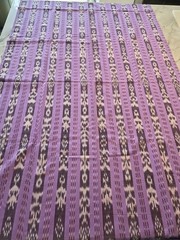 Vtg Hand Woven Ikat Fabric Purple Lavender Geometric Tribal Boho 36″ x 100″ Nice