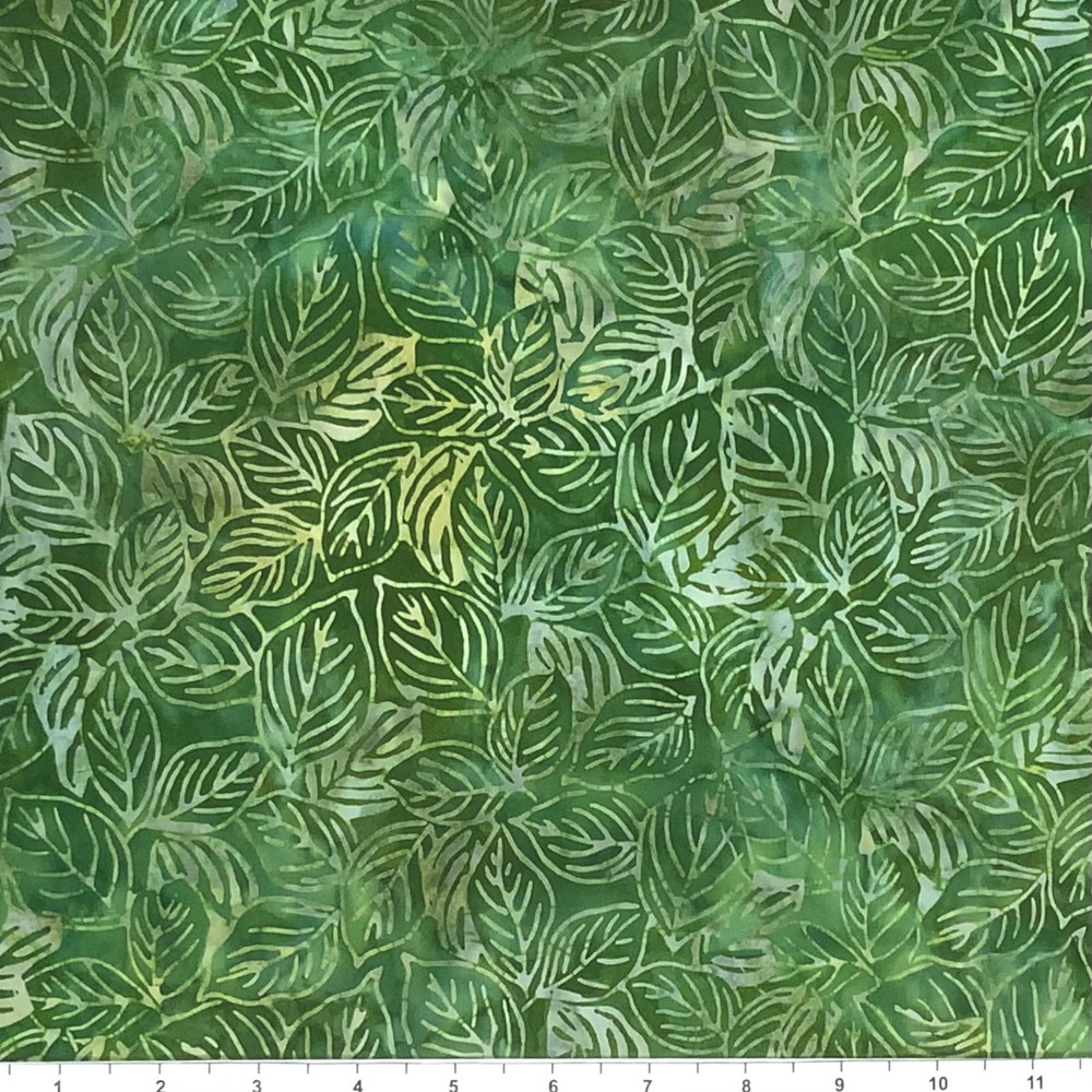 1 Yard Cut of Lunn Fabric Dogwood Leaves Batik Hand Dyed 100% Cotton 2138 Forest
