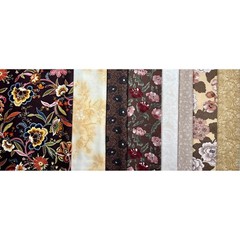 Floral Fabric 8-Pack Variety Pack Earth Tones Brown Cream Tan 100% Cotton