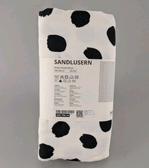 Ikea Sandlusern Pre-cut Fabric White Black Spots Polkadot 59×118″ Cotton New