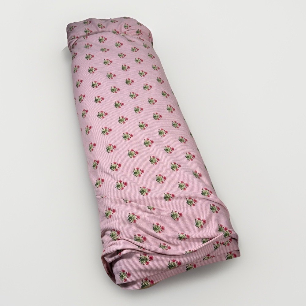 Bolt Of Ribbed Knit Fabric 52in Wide And ~7.5 Yards Pink Floral Spring Design