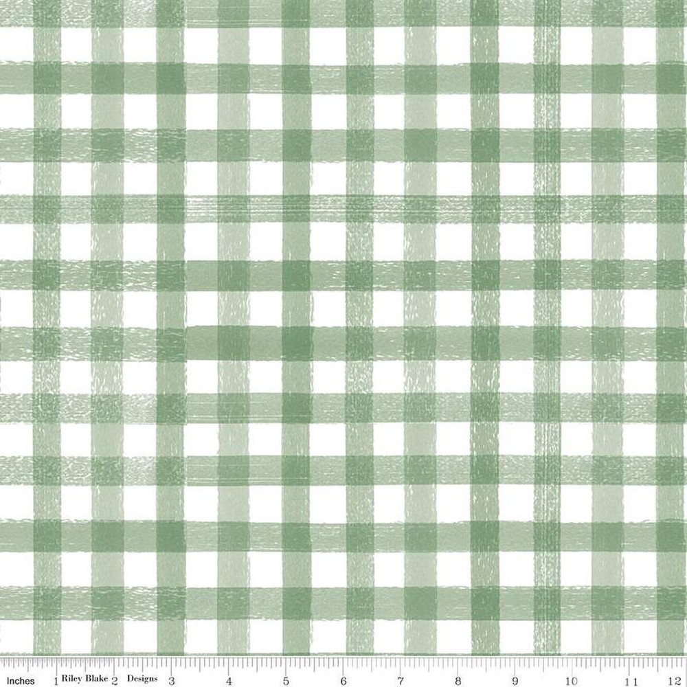 Gingham Plaid Check Fabric C13721 Sage Homemade Cotton Riley Blake By The Yard