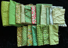 Vintage Green Fabric Scraps 1960s-70s-80s Cotton Quilting 1 Pound Assorted Red