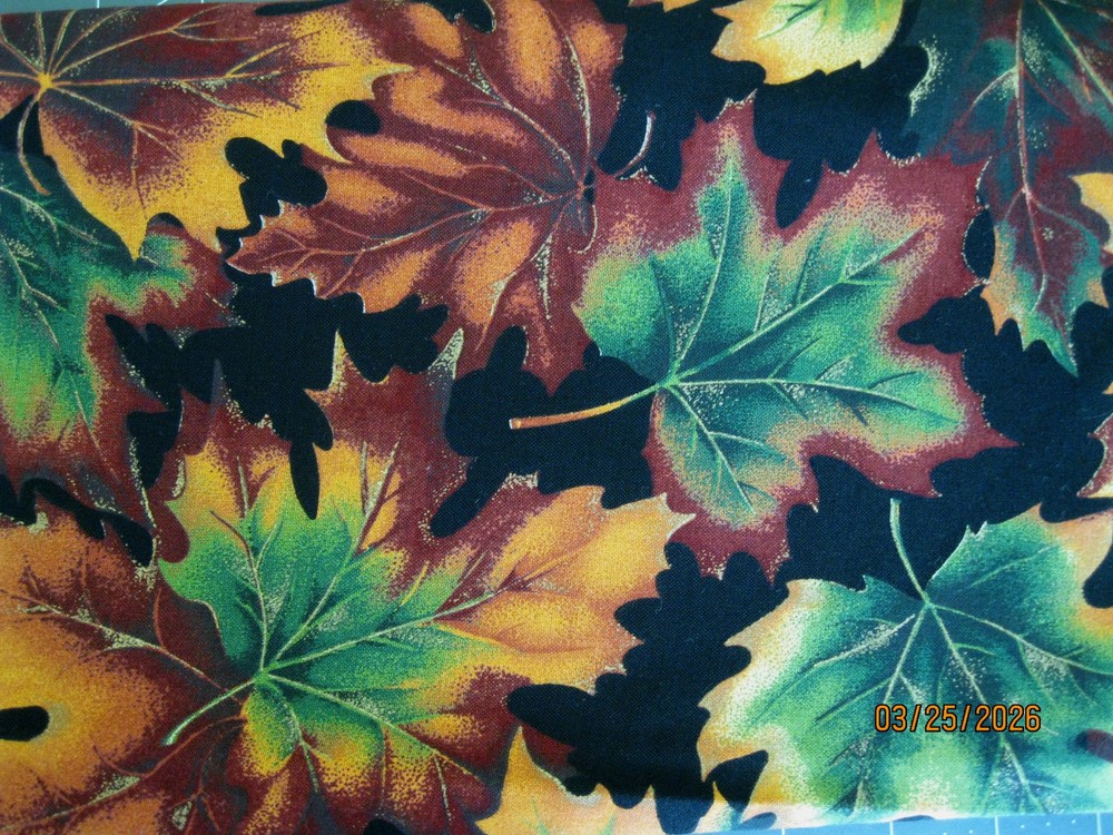 Maple leaves on black background from Cranston Printworks