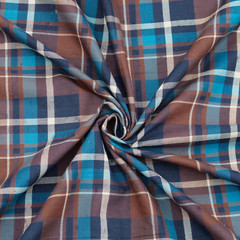 Premium Brown Checkered Shirt 100% Cotton Men’s Casual Formal Wear 145cm Fabric